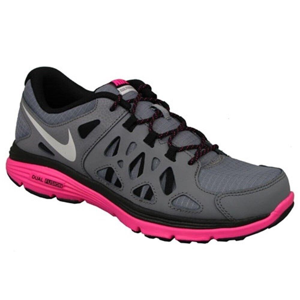 Nike Women`s Dual Fusion Run 2GS Grey Cool Pink 7M - Gray