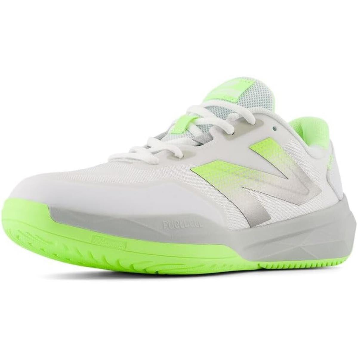 New Balance Women`s Fuelcell 796 V4 Hard Court Tennis Shoe - White/Bleached Lime Glo/Brighton Grey