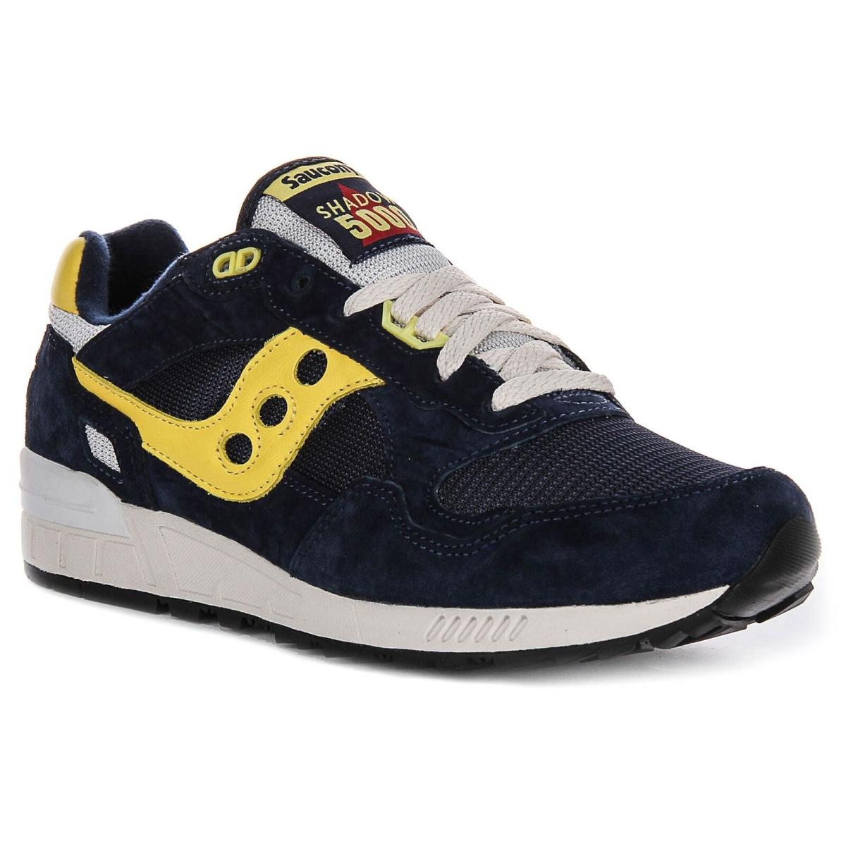 Saucony Lace Up Shadow Soft Touch Suede Mens Sneakers Navy Yellow US 8 - 13 - NAVY YELLW