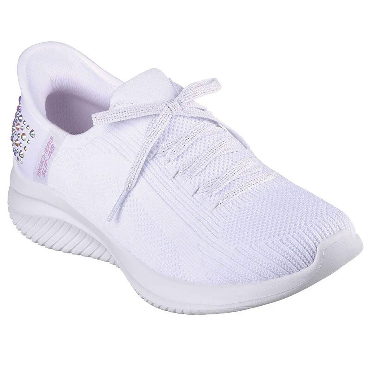 Skechers Women`s Ultra Flex 3.0 Slip-ins Shining Glitz White Low Top Sneaker - White