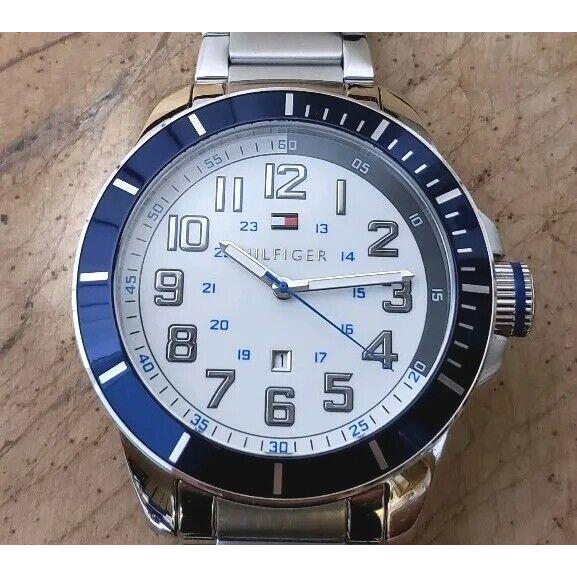 Tommy Hilfiger Watch with 46mm White Face Silver Breclet