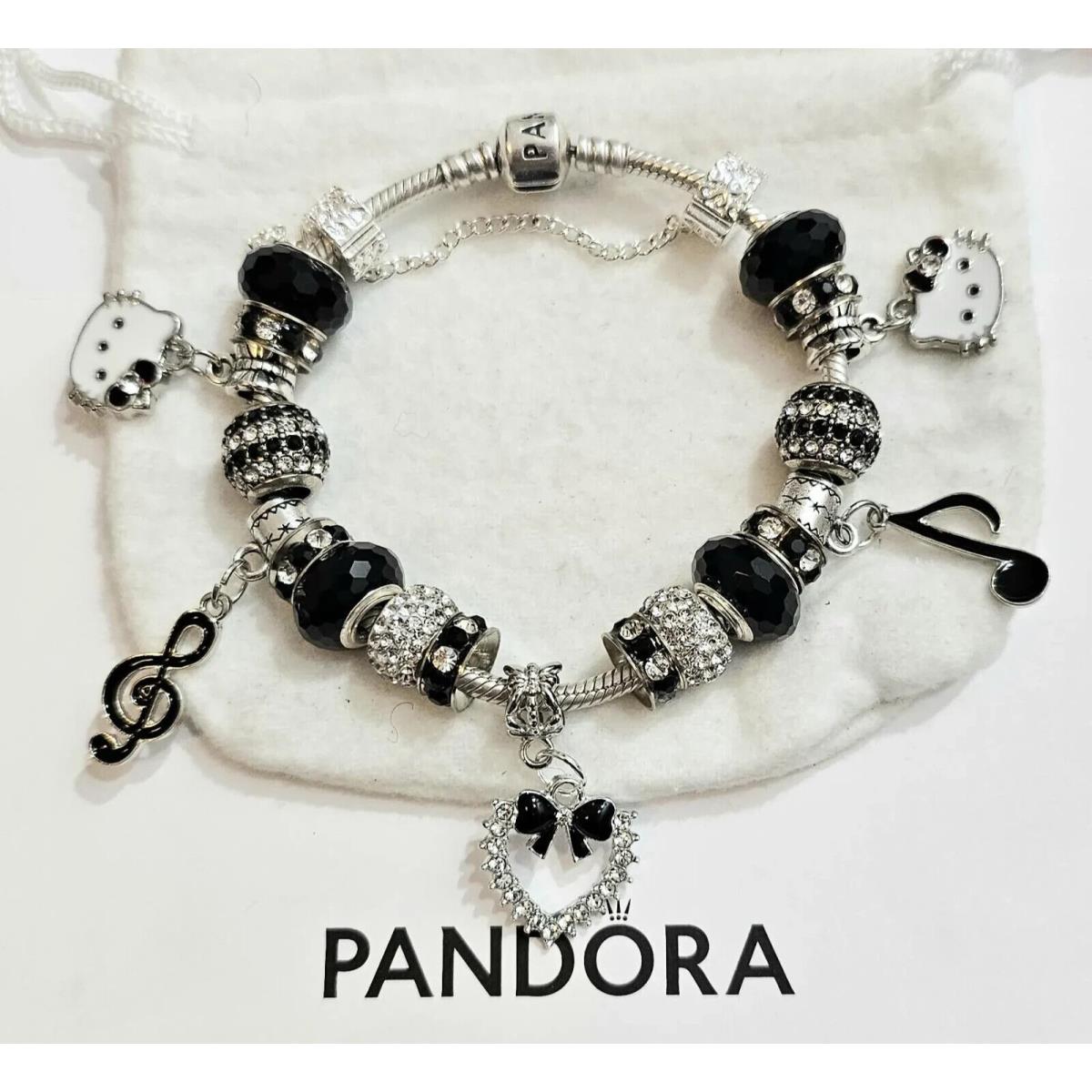 Beautiful In Black Hello Kitty - Pandora Bracelet - Comes W/receipt