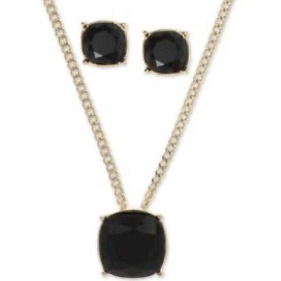 Givenchy Black Stone Necklace Stud Earrings 2