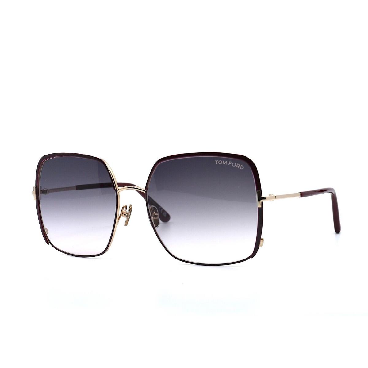 Tom Ford TF1006/S Raphaela Gold Burgundy Grey Gradient Sunglasses