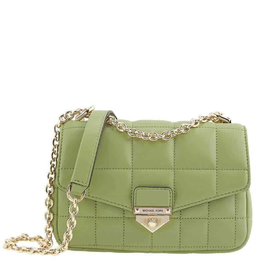 Michael Kors Ladies Soho Small Leather and Chain Shoulder Bag - Light Sage