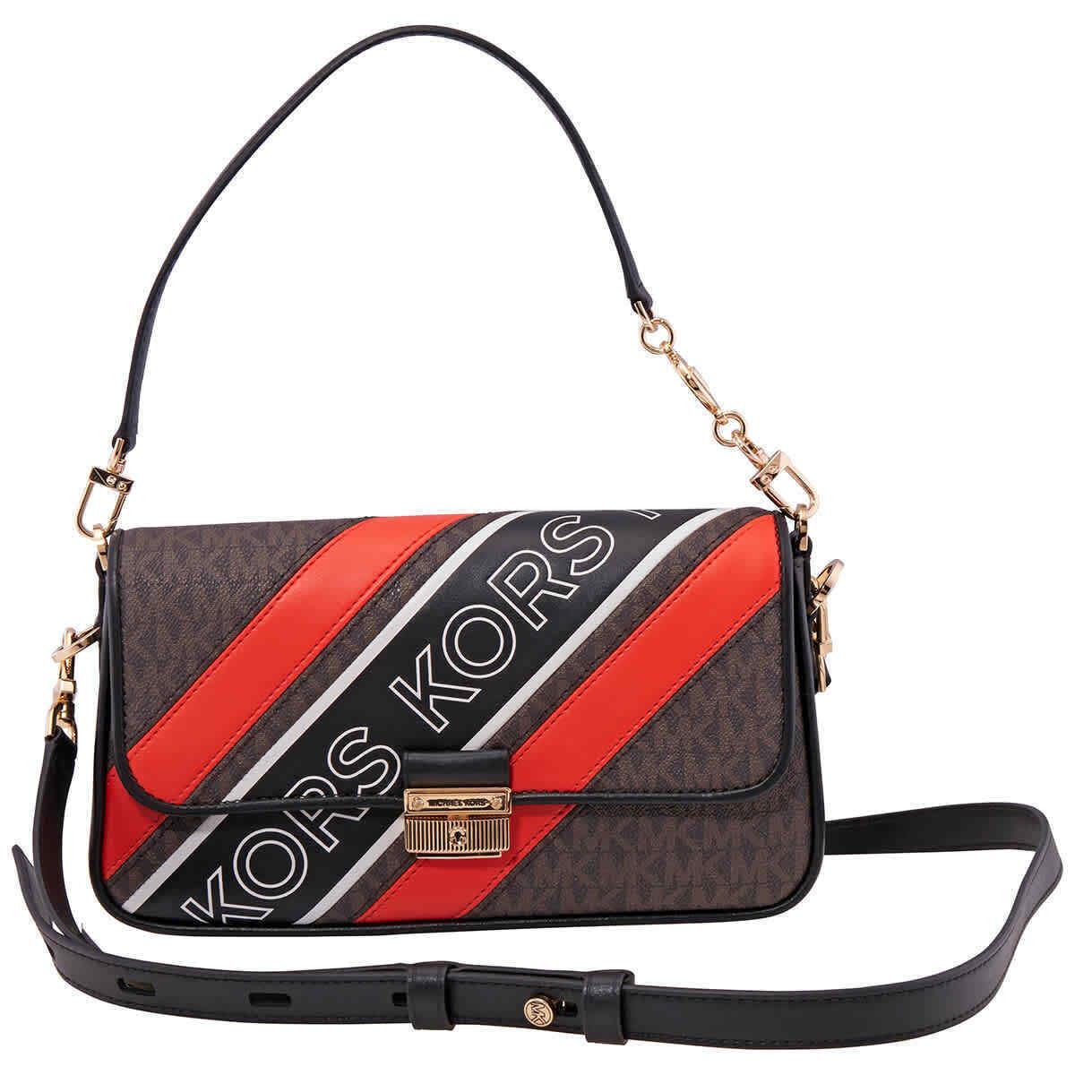 Michael Kors Small Bradshaw Signature Logo Stripe Convertible Shoulder Bag