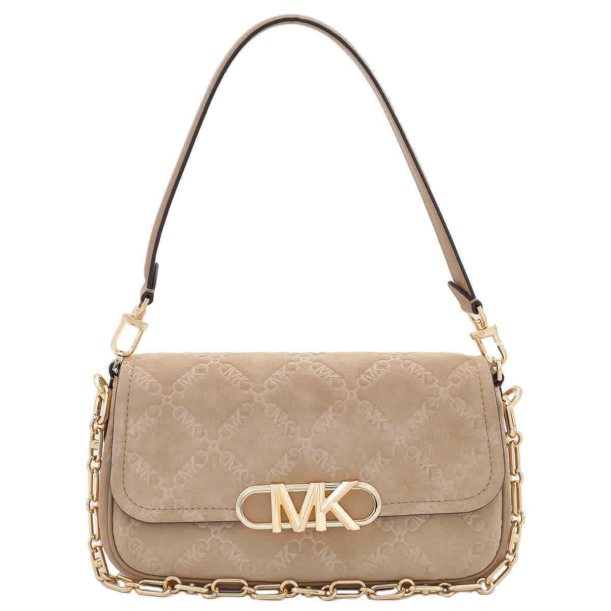 Michael Kors Parker Empire Logo Embossed Suede Shoulder Bag 30F3G7PC2S-222