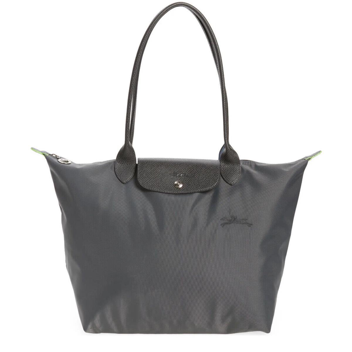 Longchamp Le Pliage Large Foldable Nylon Shoulder Tote Graphite Gray Authntc