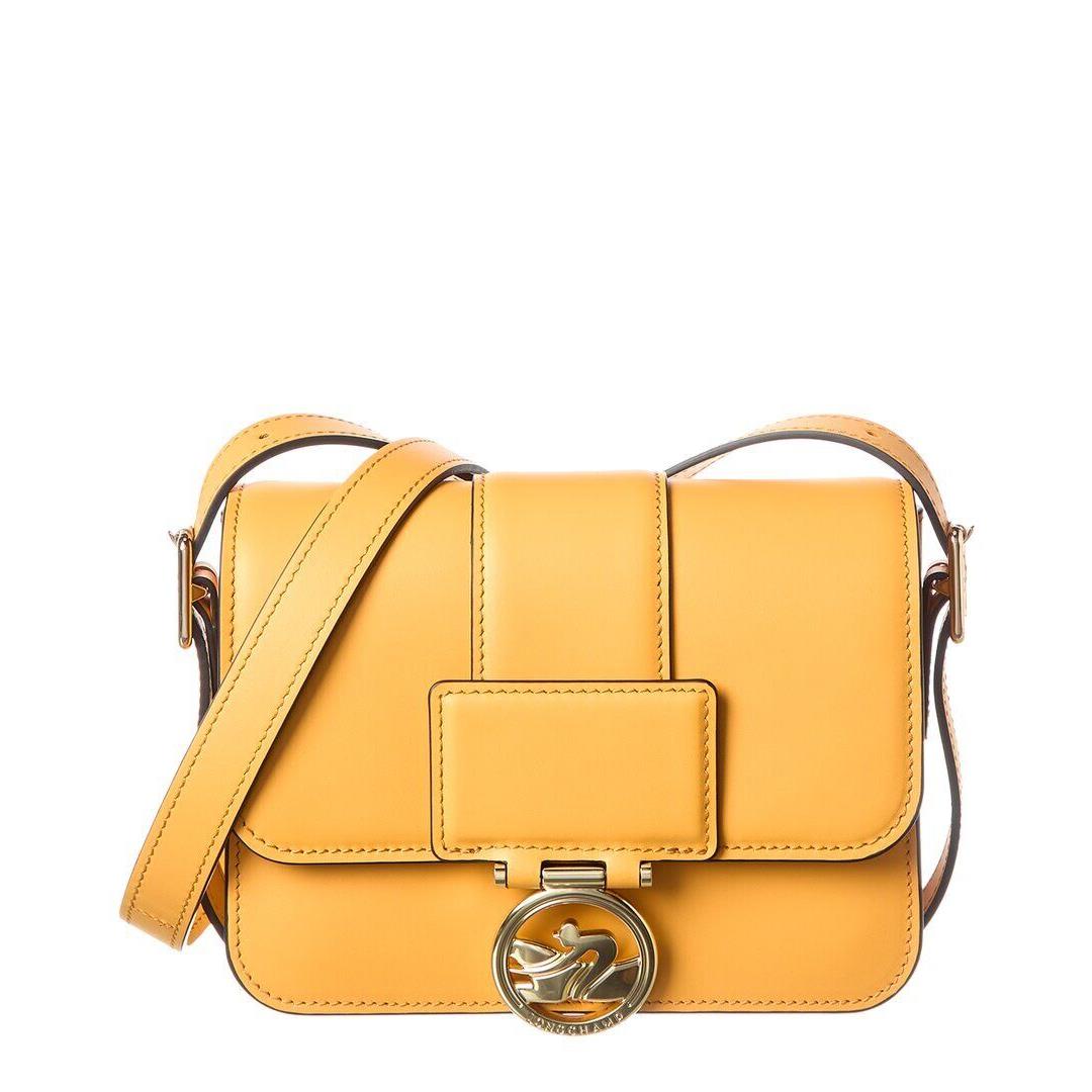 Longchamp Box-trot Small Leather Shoulder Bag Women`s Yellow