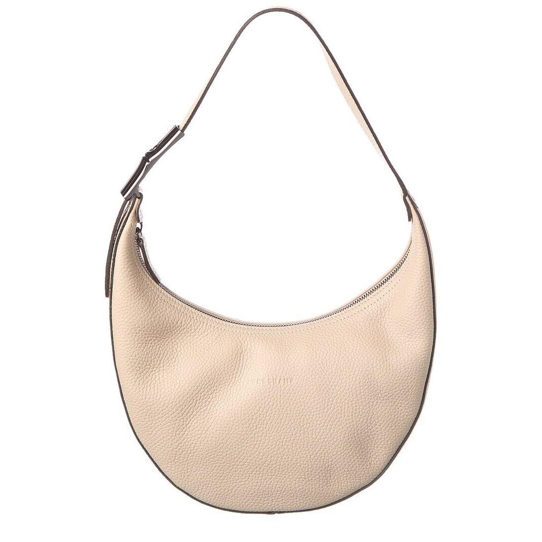 Longchamp Roseau Essential Medium Leather Hobo Bag Women`s Beige