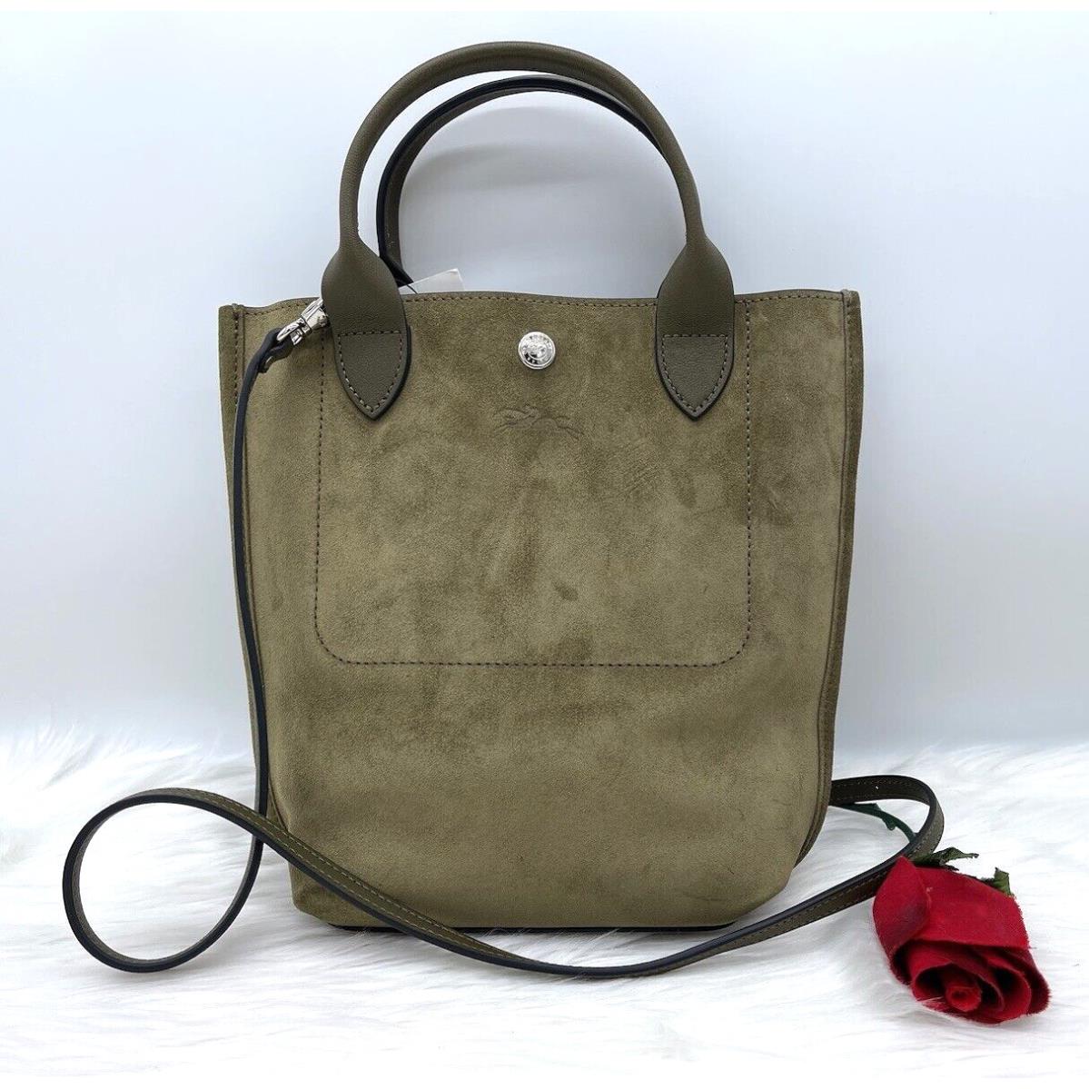 Longchamp Cabas Small Velvet Top Handle Crossbody Tote Bag In Khaki