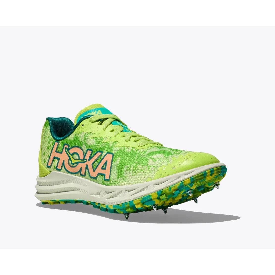 Hoka One One Crescendo XC Men US 11.5 Lettuce Electric Lime Spikes Cleats TF1723