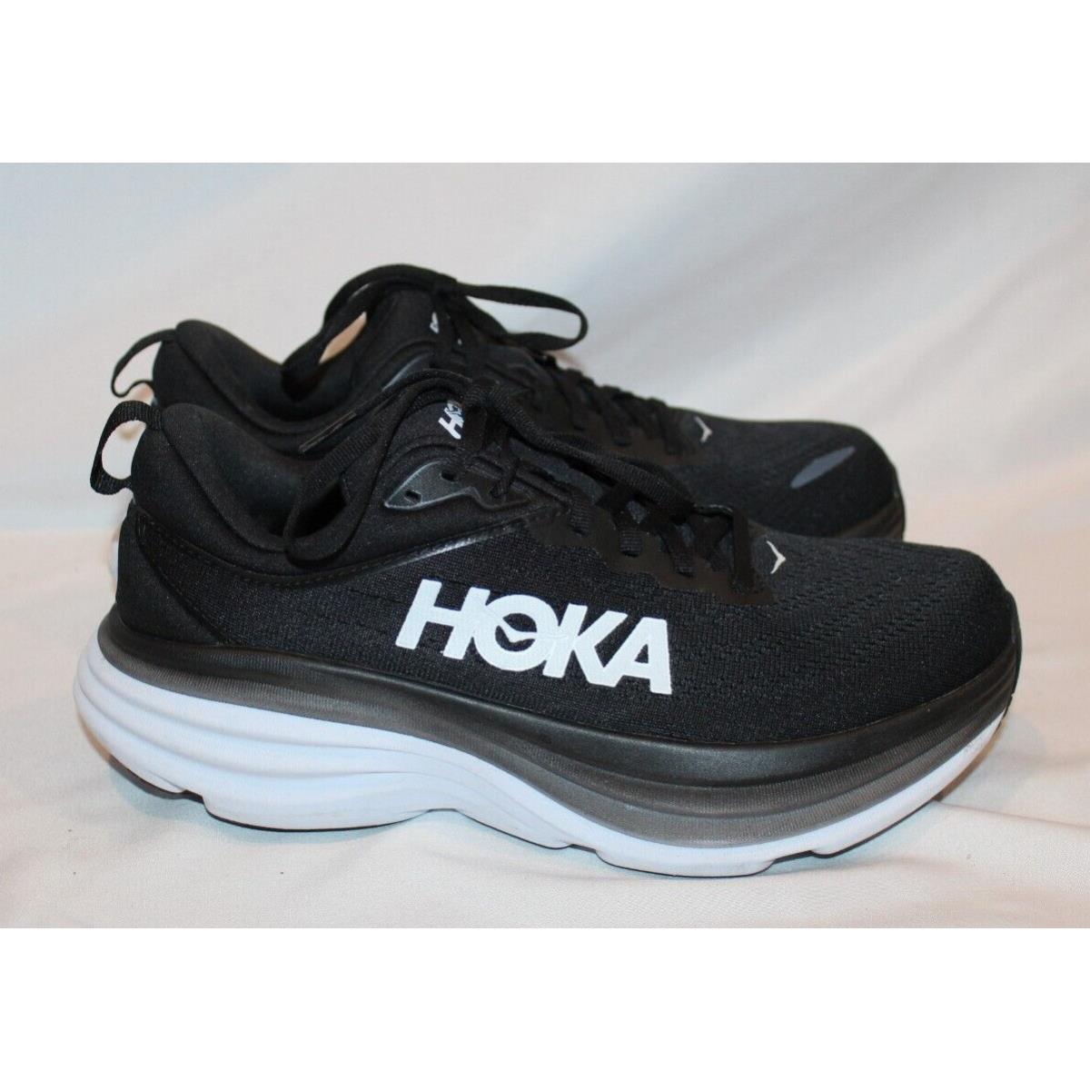 Hoka One One Women`s Bondi 8 Running Shoes Size 9 EE Wide Bblc Black White