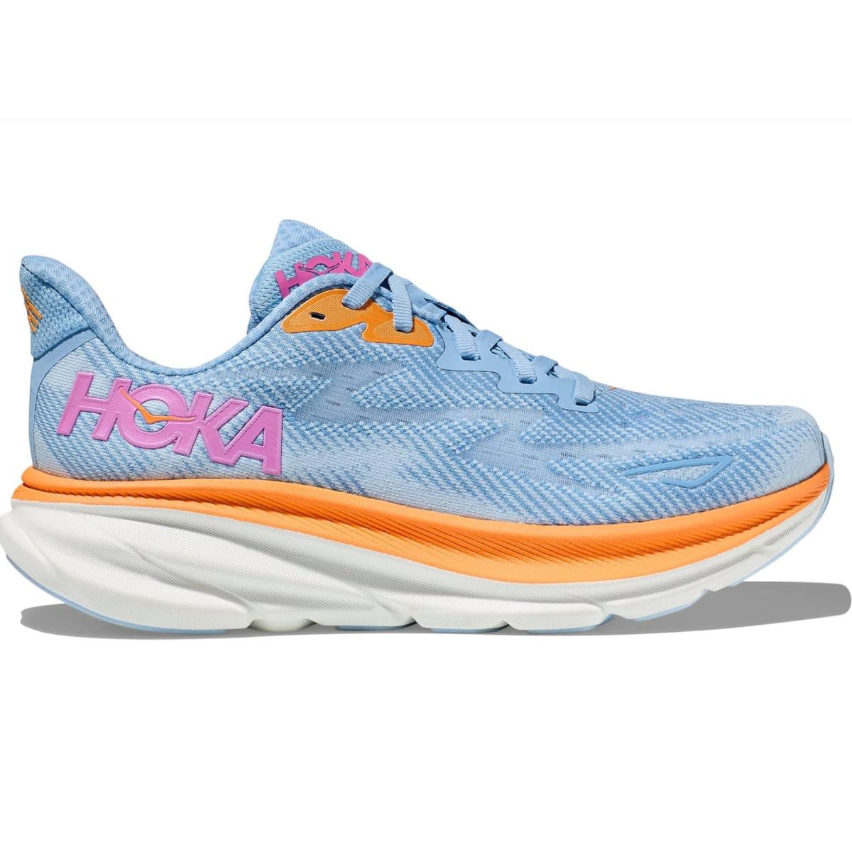 Hoka One Womens Clifton 9 Running Shoe Size 6.5 B Light Blue Orange Multi