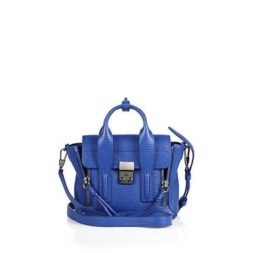 3.1  Pashli Mini Shark-embossed Calfskin Leather Satchel Cerulean by Phillip Lim