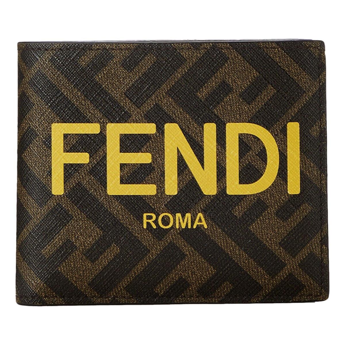 Fendi Sunflower Yellow and Brown Zucca Coated Canvas Bi-fold Wallet