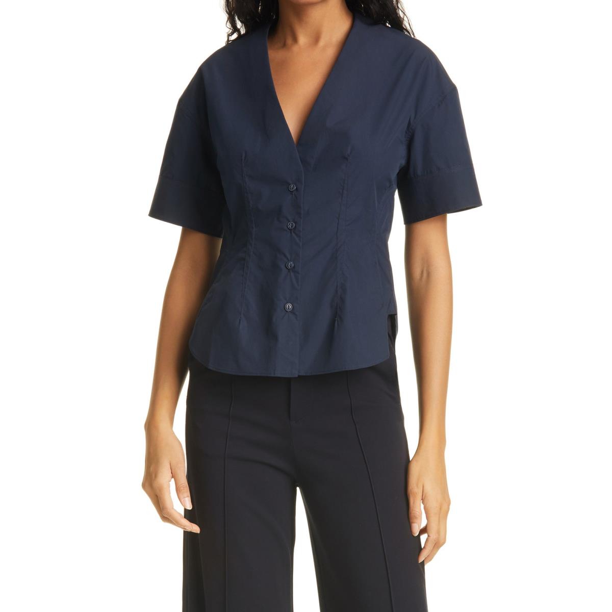 Rag Bone Night Blue Women`s Victorine Front Button Shirt US Large