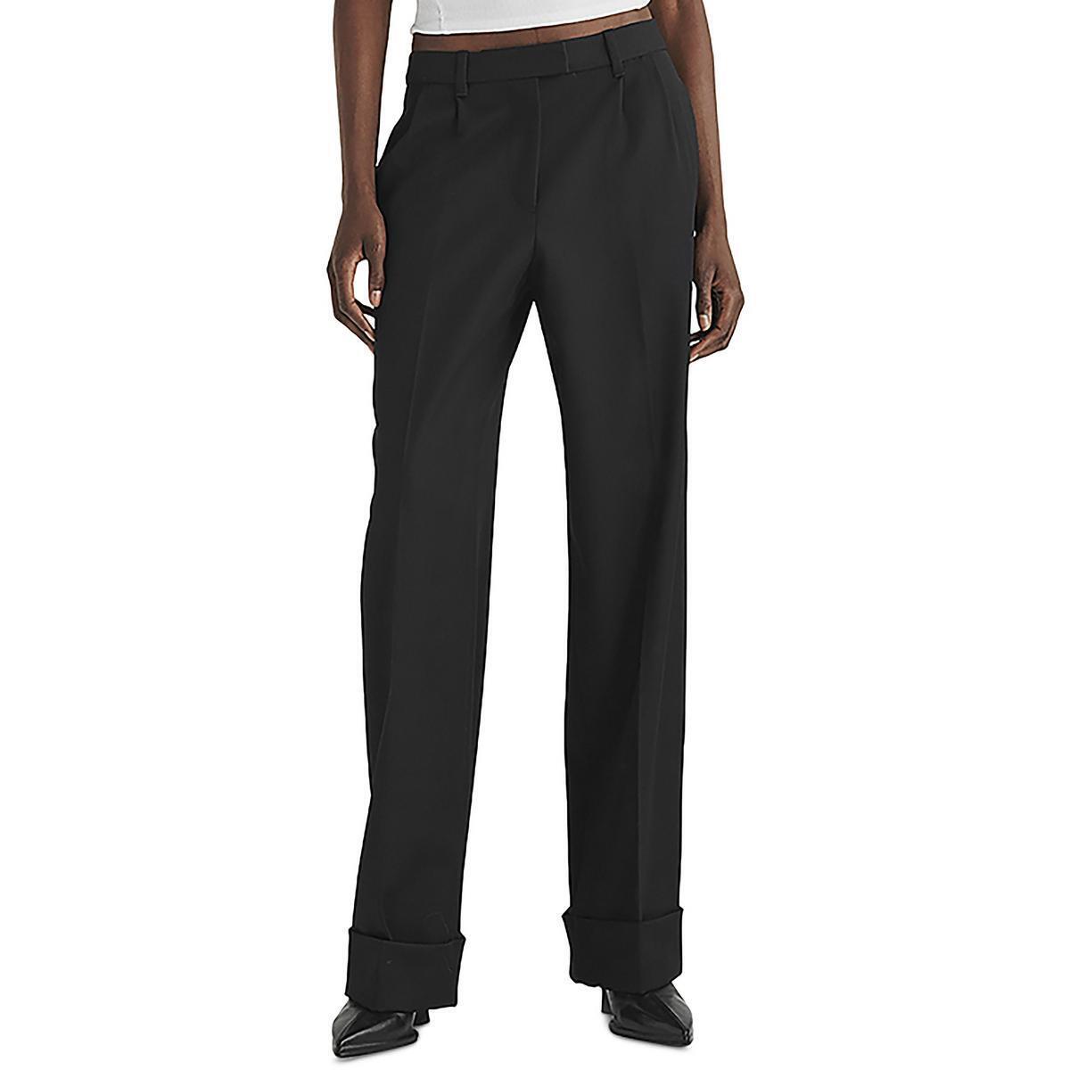 Rag Bone Womens Black Wool Trouser Pants Wide Leg 10 Bhfo 9705