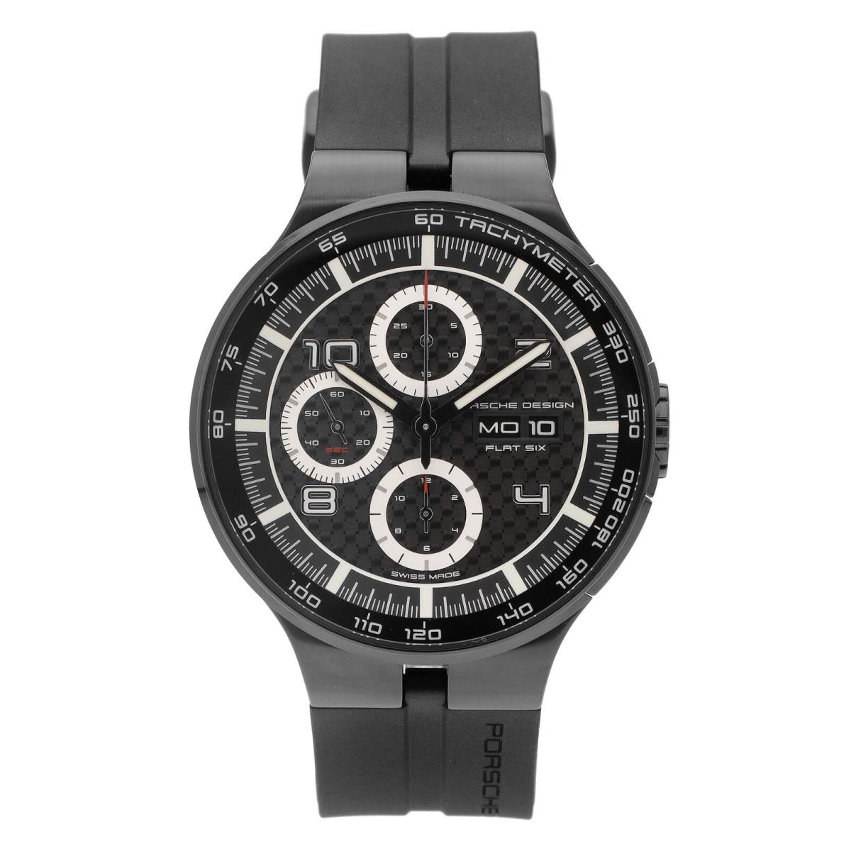 Porsche Design Flat Six Chronograph 44mm Automatic Men s Watch P.636043041254 - Dial: Black, Band: Black, Bezel: Black