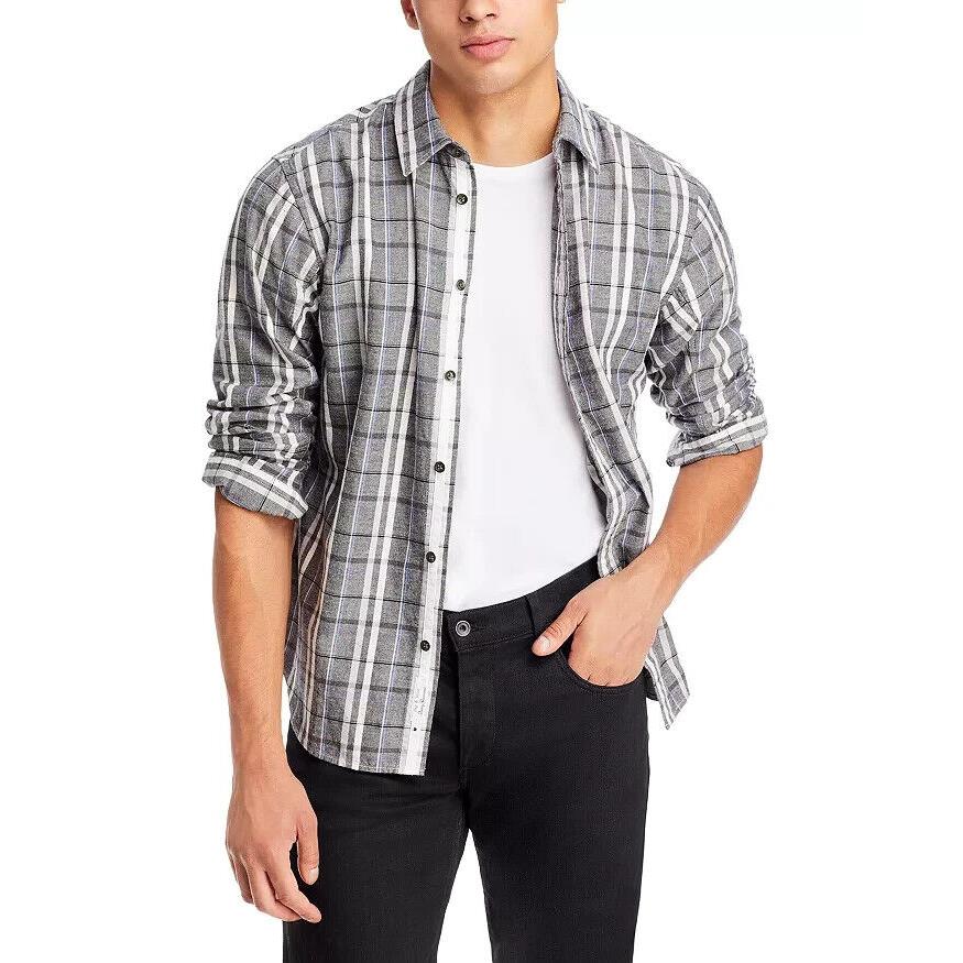 Rag Bone Fit 2 Engineered Donegal Relaxed Fit Button Up Men`s XS Gray Plaid