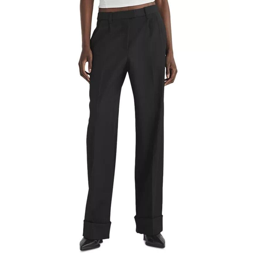 Rag Bone Marianne Italian Wool Pants Women`s2 Black Pleated Zip Hook Bar