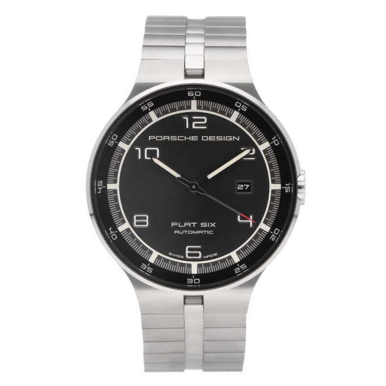 Porsche Design Flat Six 44mm Black Dial Automatic Men s Watch P.635042440276 - Dial: Black, Band: Silver, Bezel: Silver