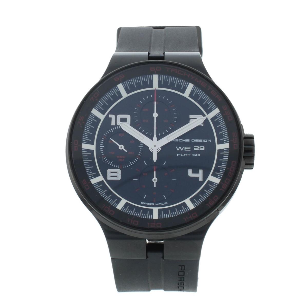 Porsche Design Flat Six Chronograph 44mm Automatic Men s Watch P.636043441254 - Dial: Black, Band: Black, Bezel: Black