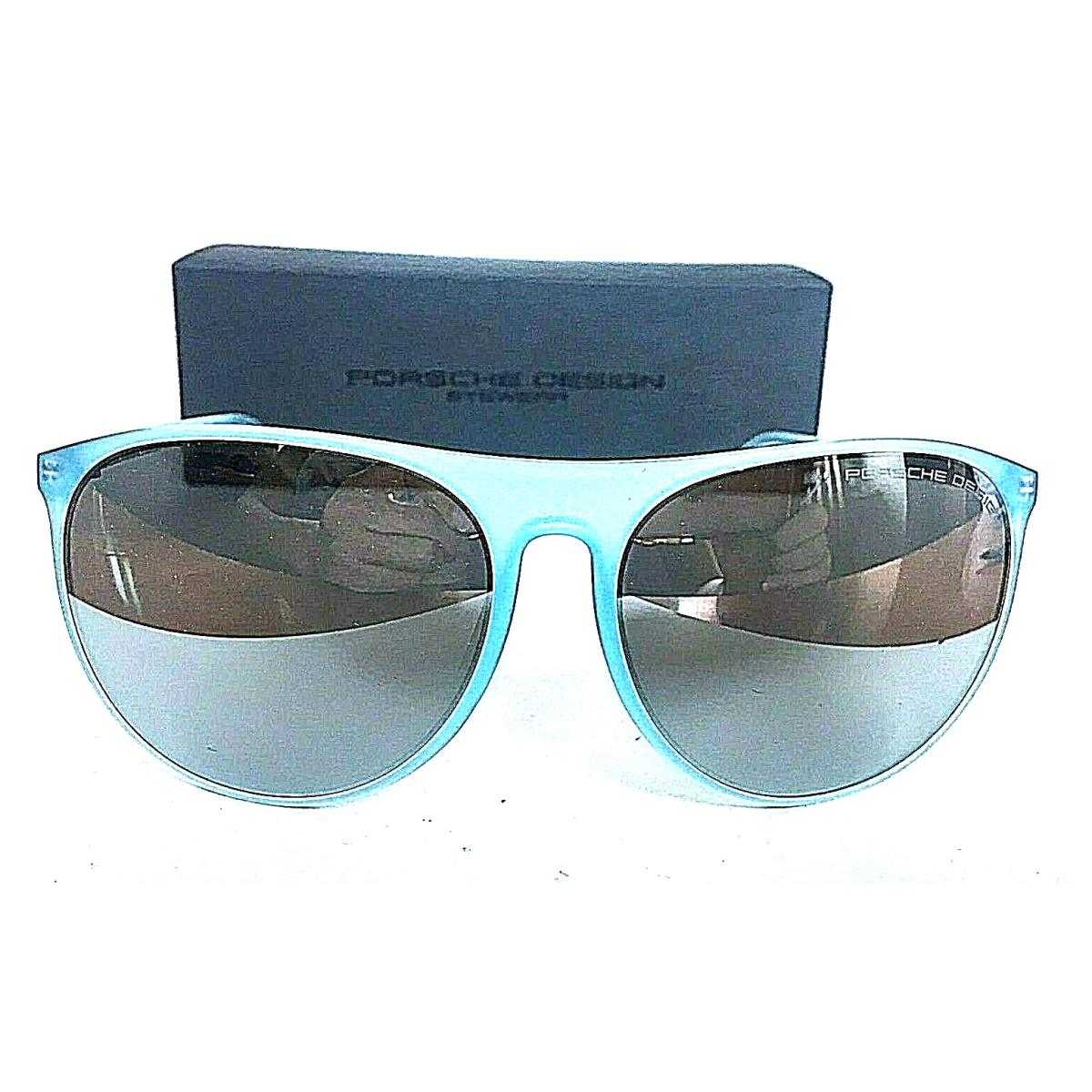 Porsche Design P 8596 D Cat3 58mm Oversized Blue Mirrored Women`s Sunglasses - Aquamarine, Frame: Blue, Lens: Gray