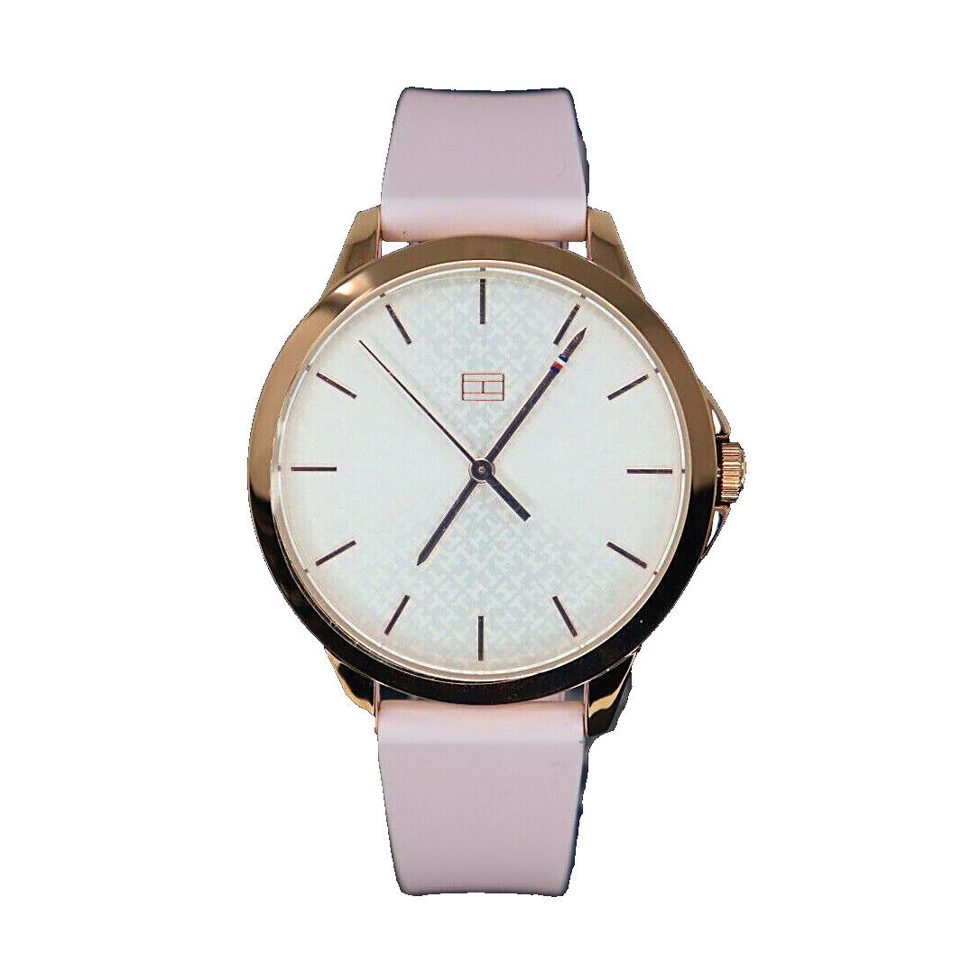 Tommy Hilfiger Ladies Watch White Logo Dial W/rose Accents Pink Band 1782011