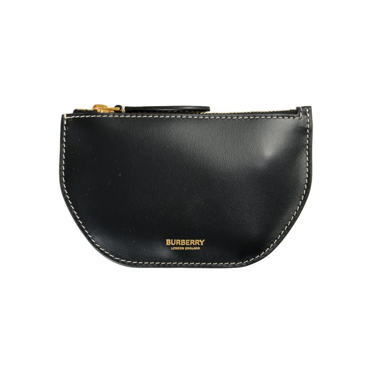 Burberry Unisex Olympia Zip Black Leather Zipped Keychain Wallet