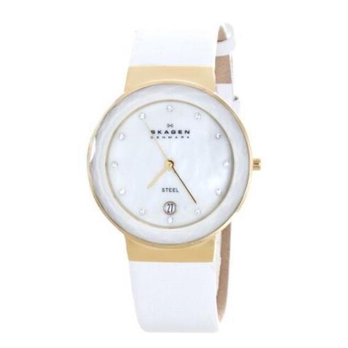 Skagen Mother of Pearl Dial White Leather Ladies Watch Item No. SKW2033