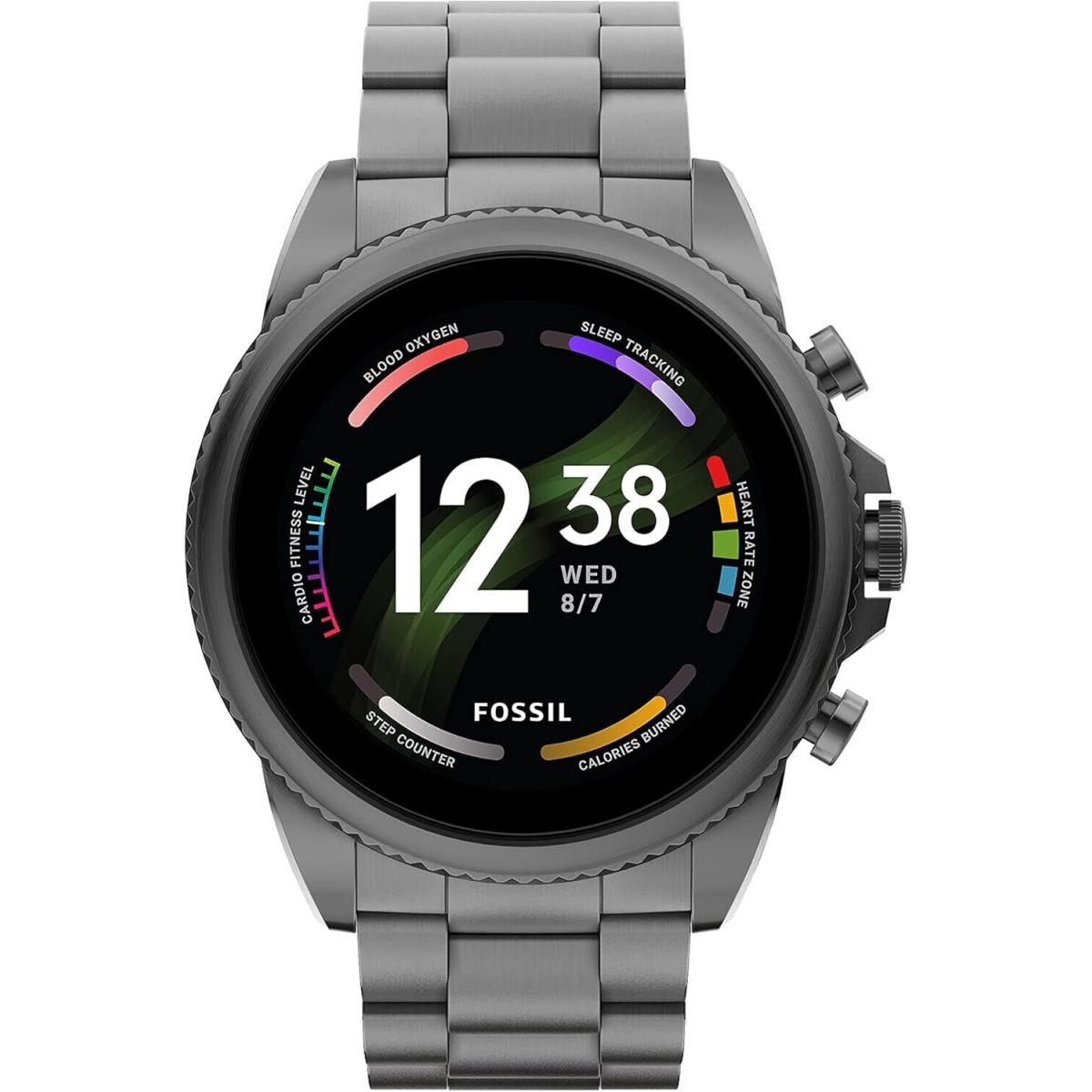 Fossil Mens Gen 6 44mm Stainless Steel Touchscreen Smartwatch - Smoke - FTW4059R