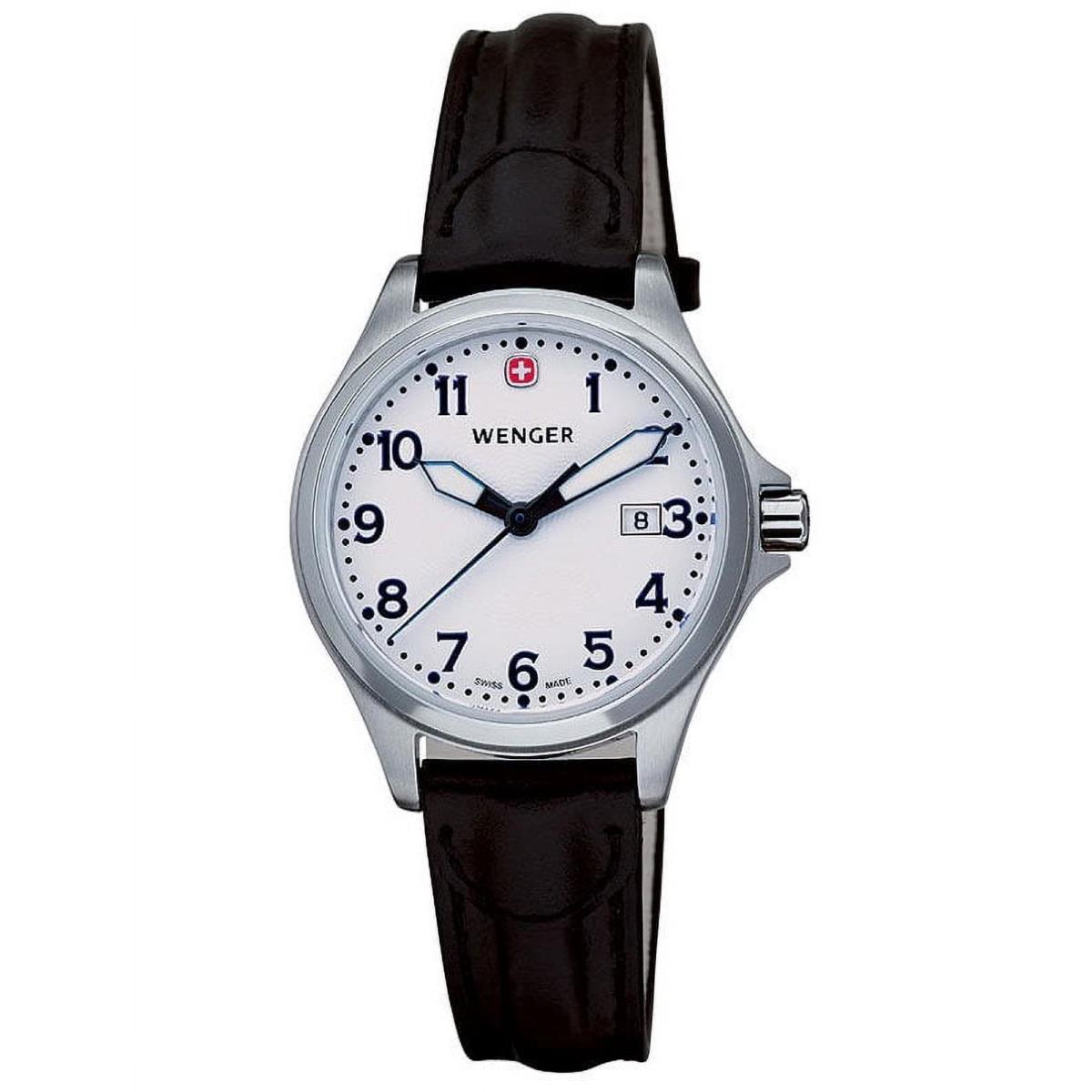 Wenger 72790 Men`s Swiss Made Leather Strap White Dial Watch