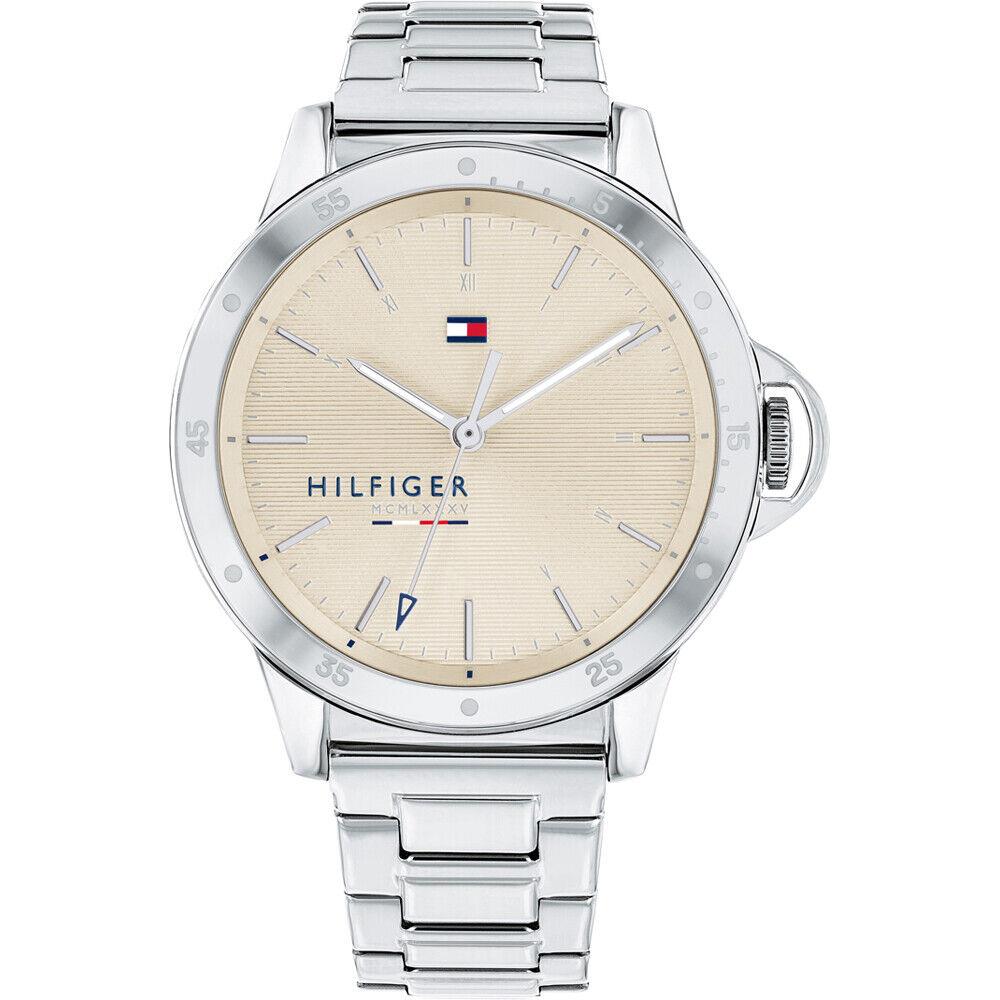 Tommy Hilfiger 1782026 Silver Tone Beige Dial Sport Casual Womens Watch