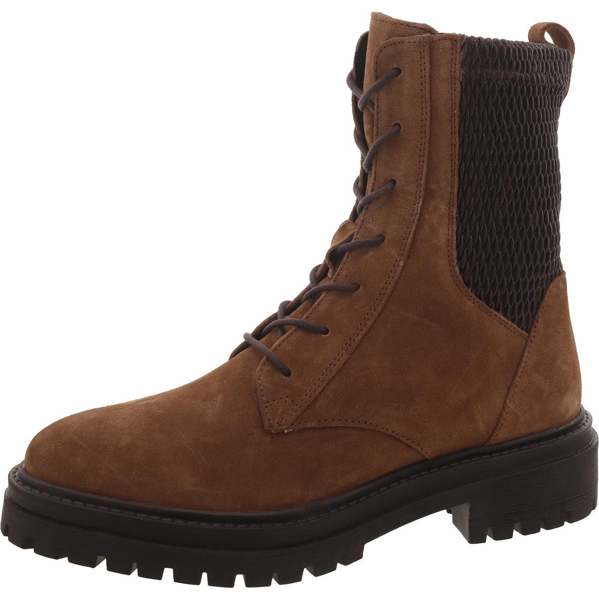 Geox Respira Womens Suede Block Heel Combat Lace-up Boots Shoes Bhfo 6143 Brown