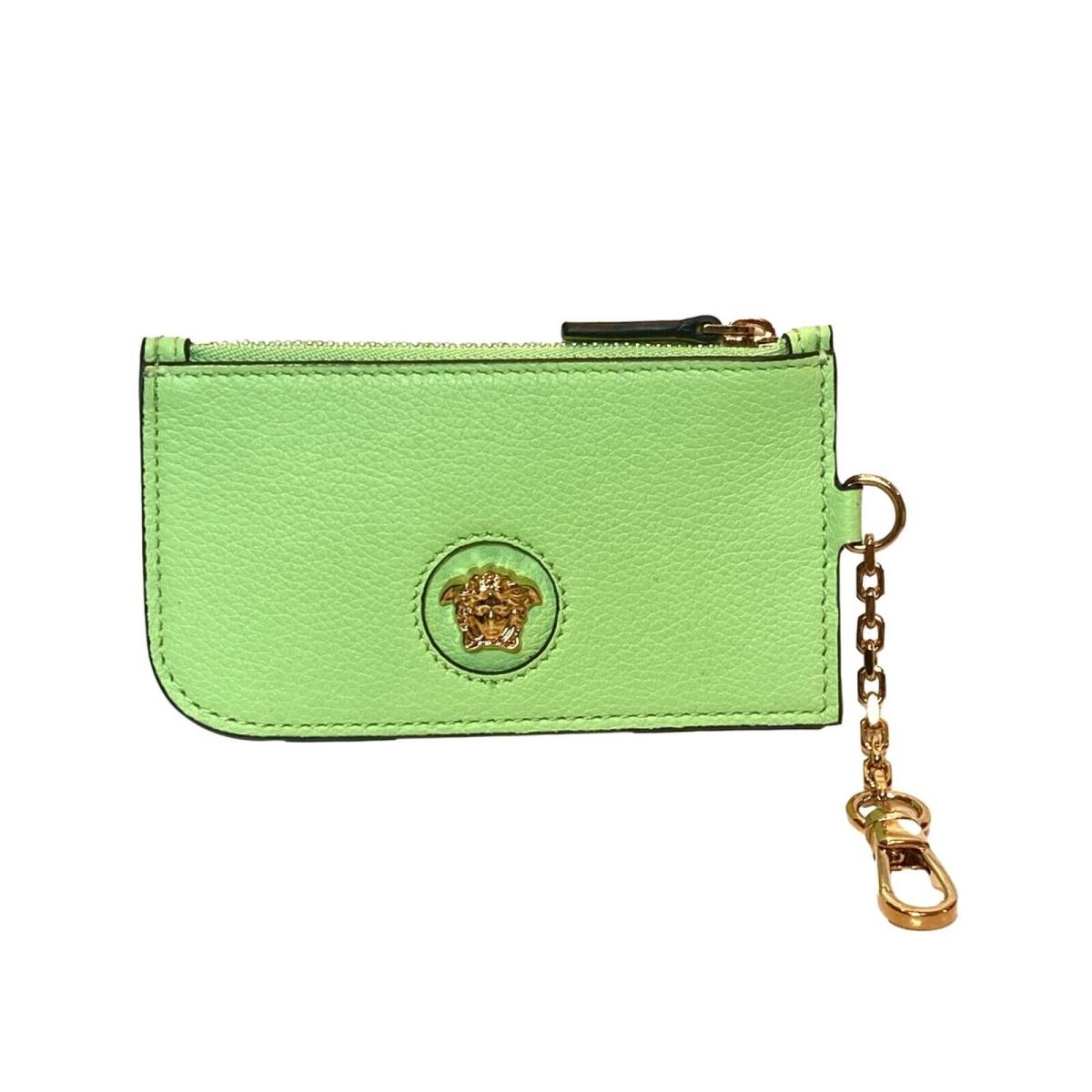 Versace La Medusa Green Vitello Card Case Key Cha