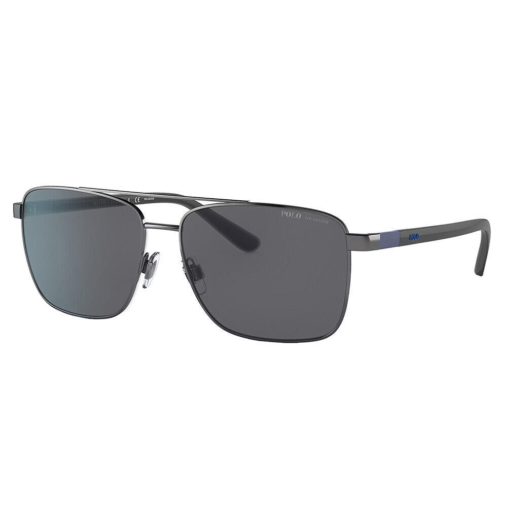 Polo Ralph Lauren PH 3137 900281 Shiny Gunmetal Metal Sunglasses Grey Polarized - Frame: Gray, Lens: Gray