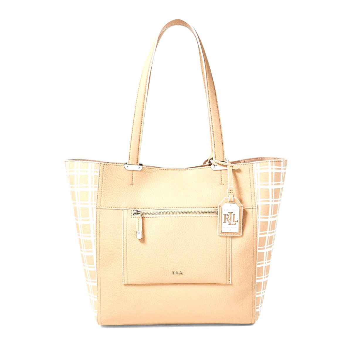 Ralph Lauren Lauryn Tote Straw Windowpane