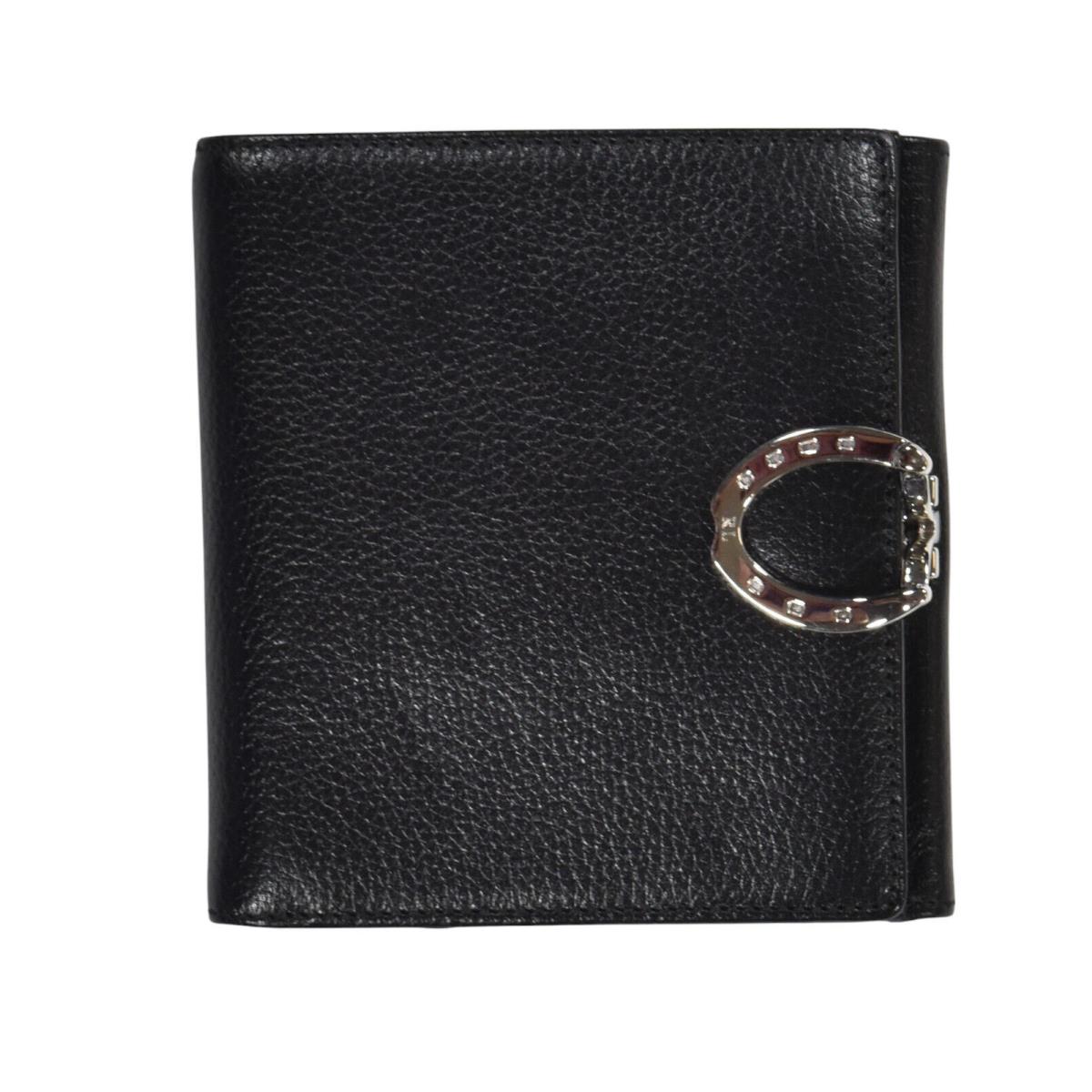 Ralph Lauren Purple Label Black Leather Horseshoe Equestrian Bifold Wallet