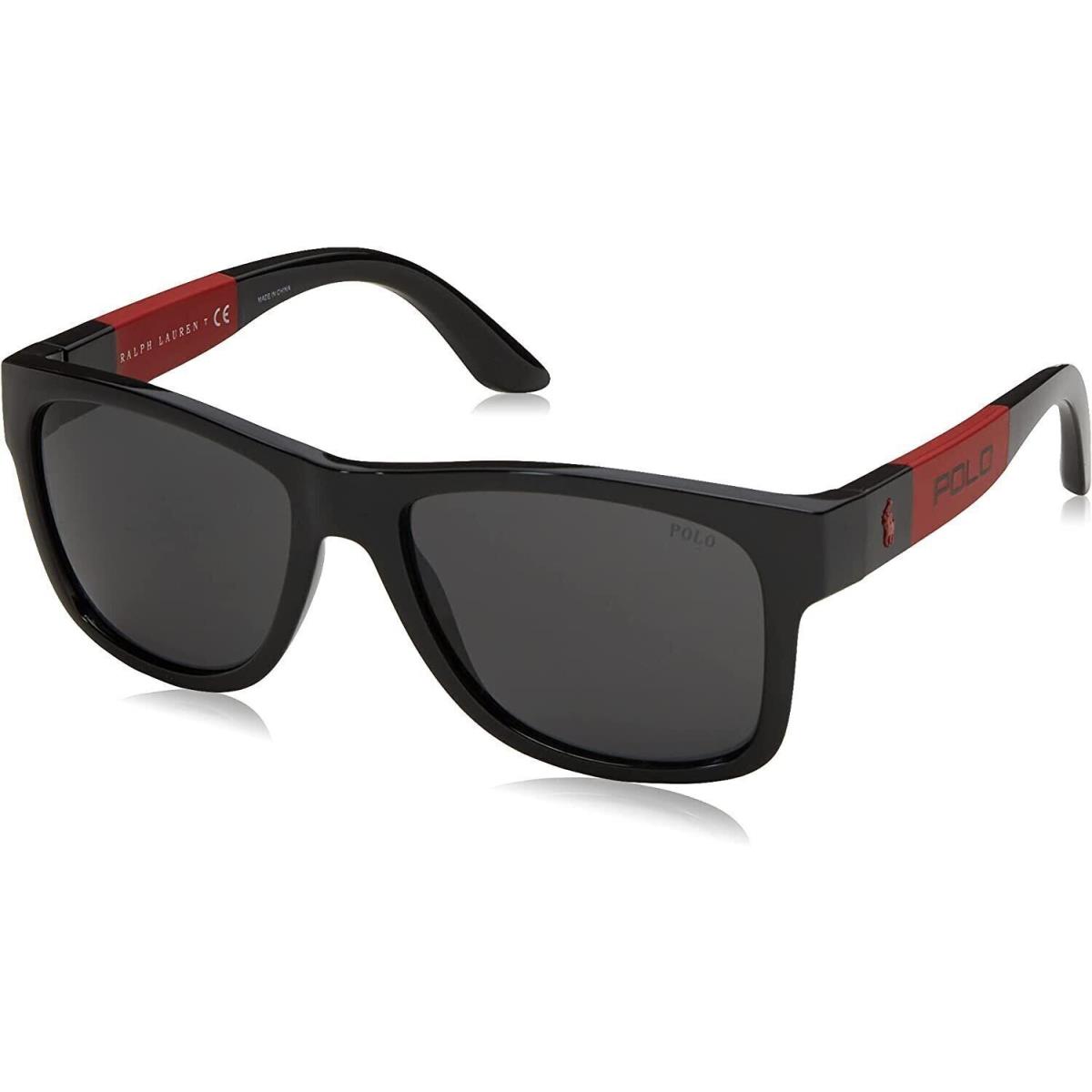 Polo Ralph Lauren Men`s PH4162 500187 54mm Square Sunglasses - Frame: Black, Lens: Shiny Black/Grey