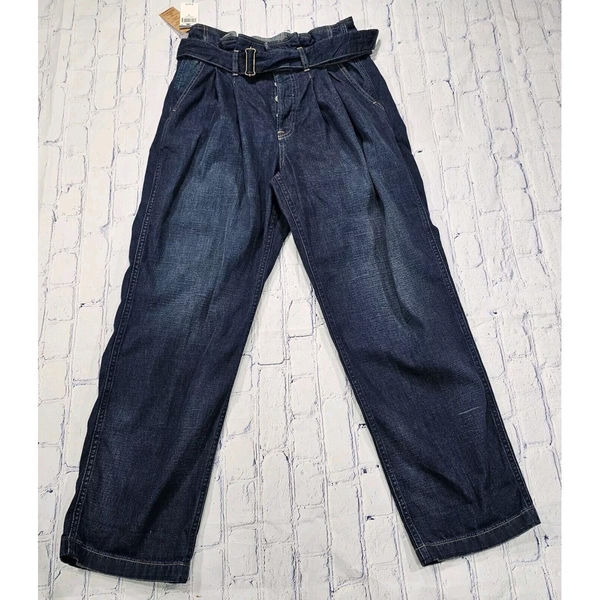 Polo Ralph Lauren Paper Bag Denim Jeans Blue Pants Belted Womens Size 28