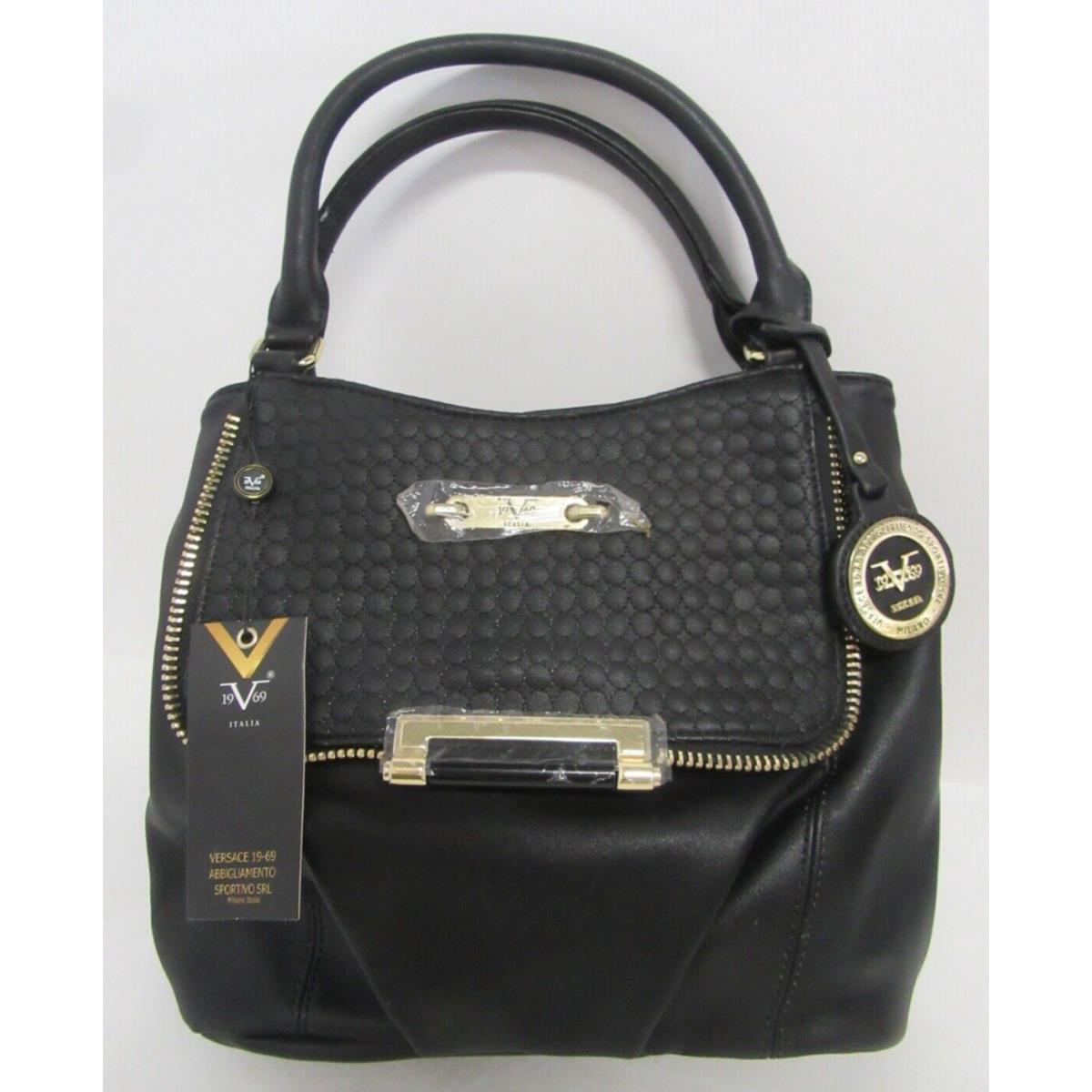 Versace 19v69 Italia Nicoletta Stingray Black Leather Shoulder Tote Bag