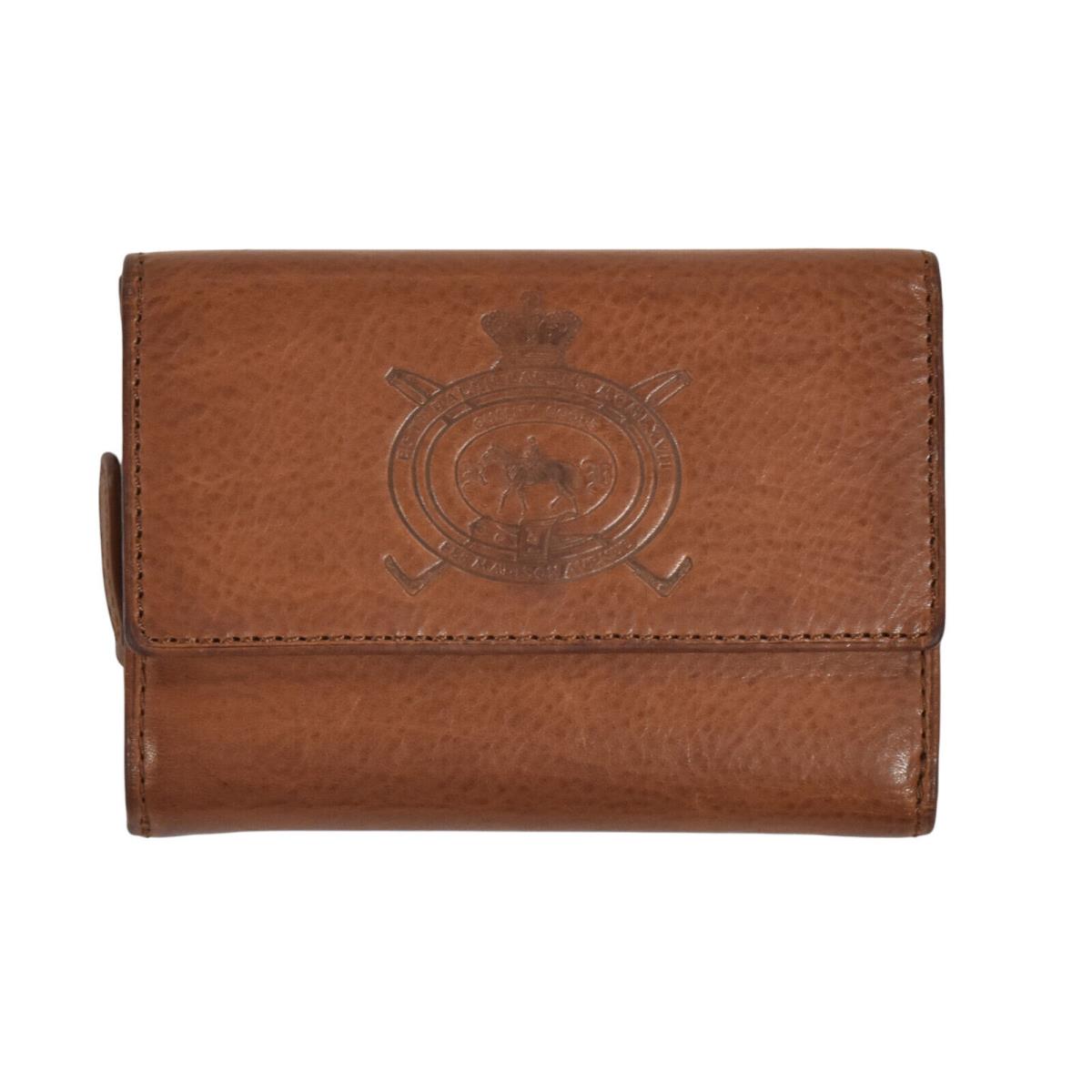 Ralph Lauren Purple Label Collection Brown Leather Equestrian Trifold Wallet