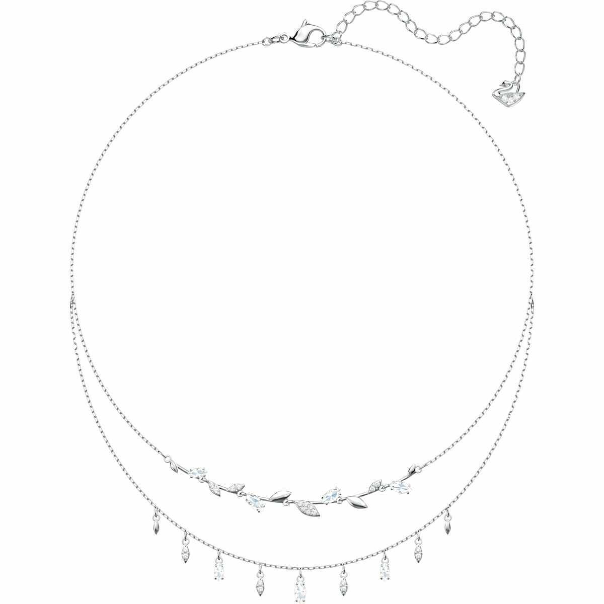 Swarovski Crystal Jewelry Mayfly Flower Layer Necklace White Rhodium 5482078