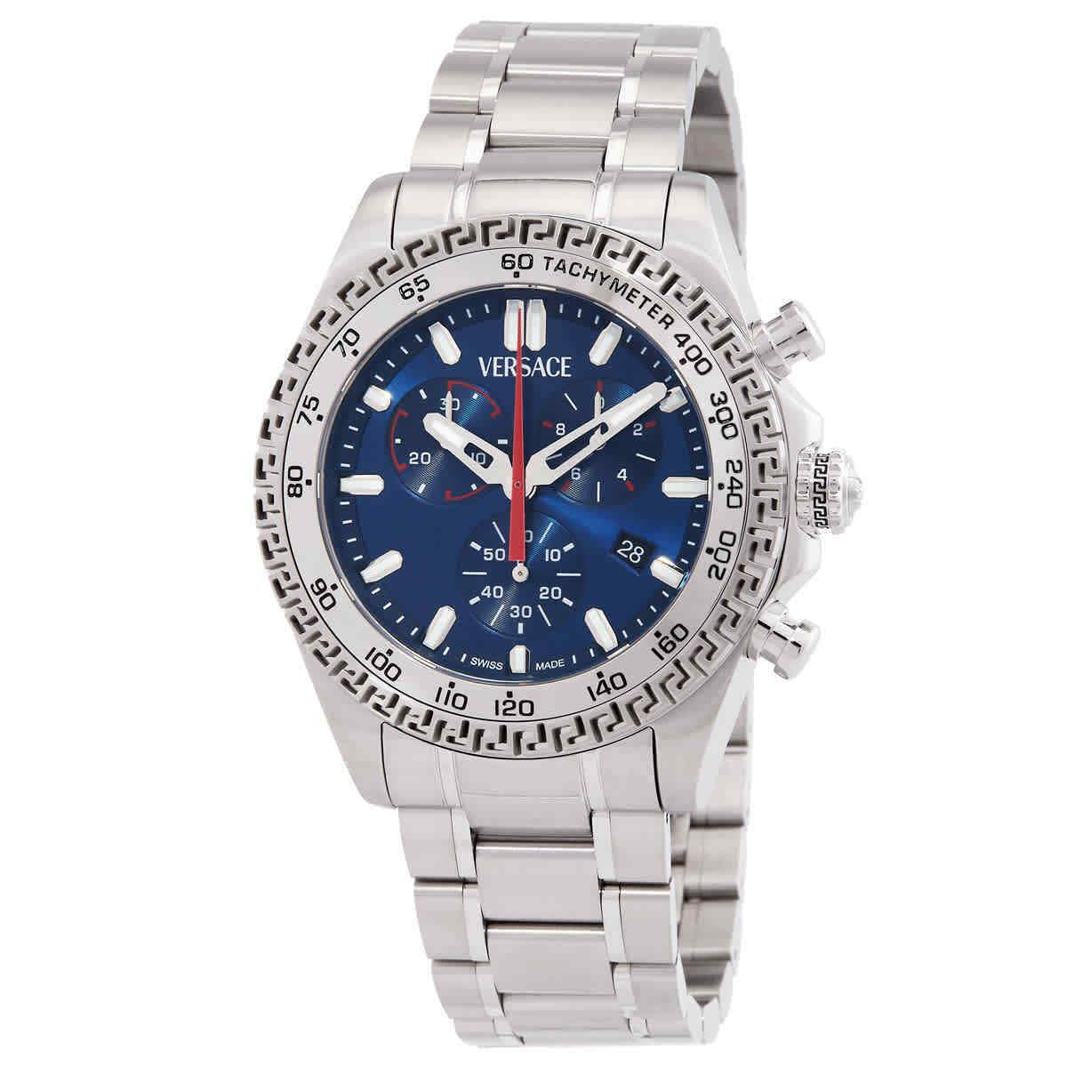 Versace Chrono Chronograph Quartz Blue Dial Men`s Watch VE9K00924