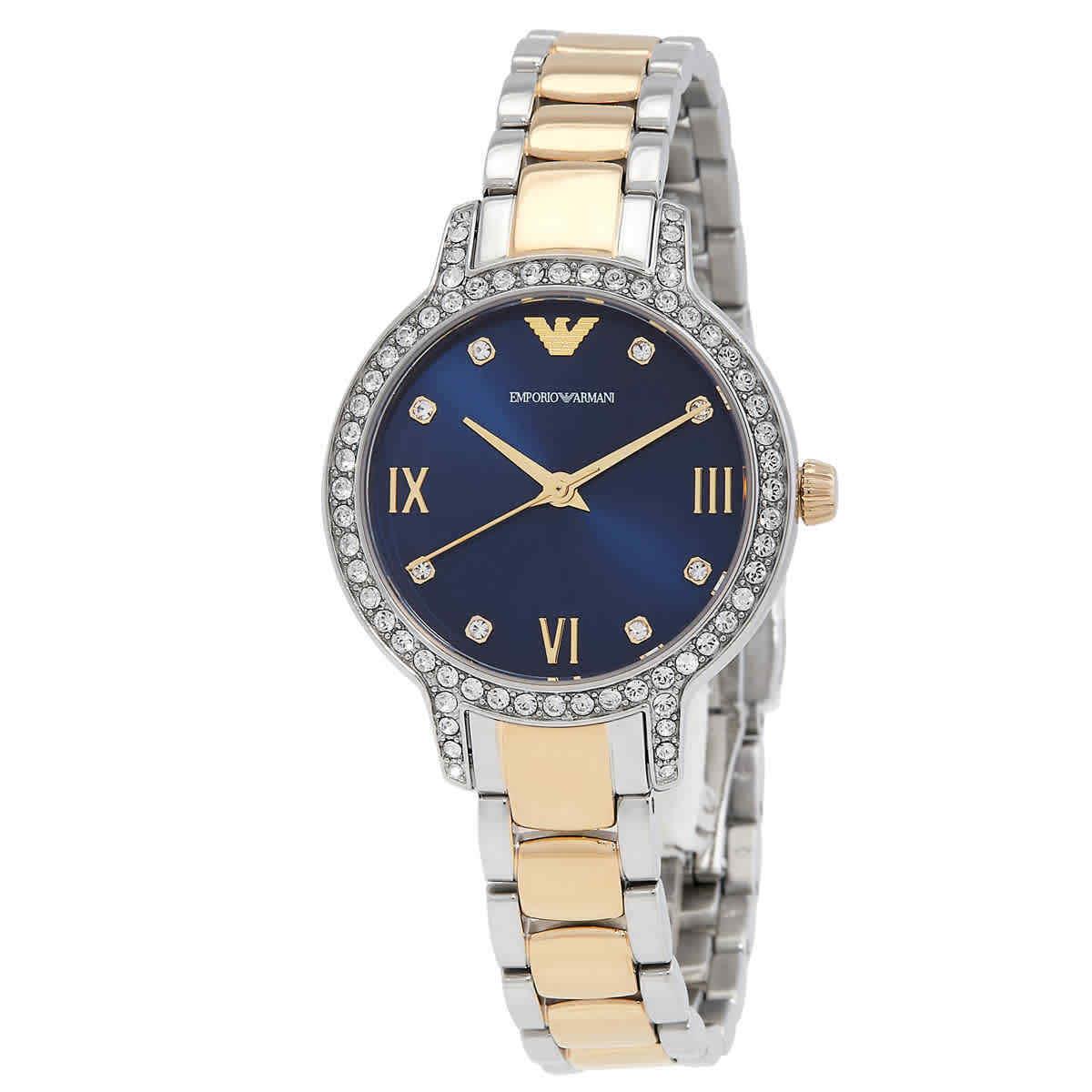 Emporio Armani Cleo Quartz Crystal Blue Dial Ladies Watch AR11576