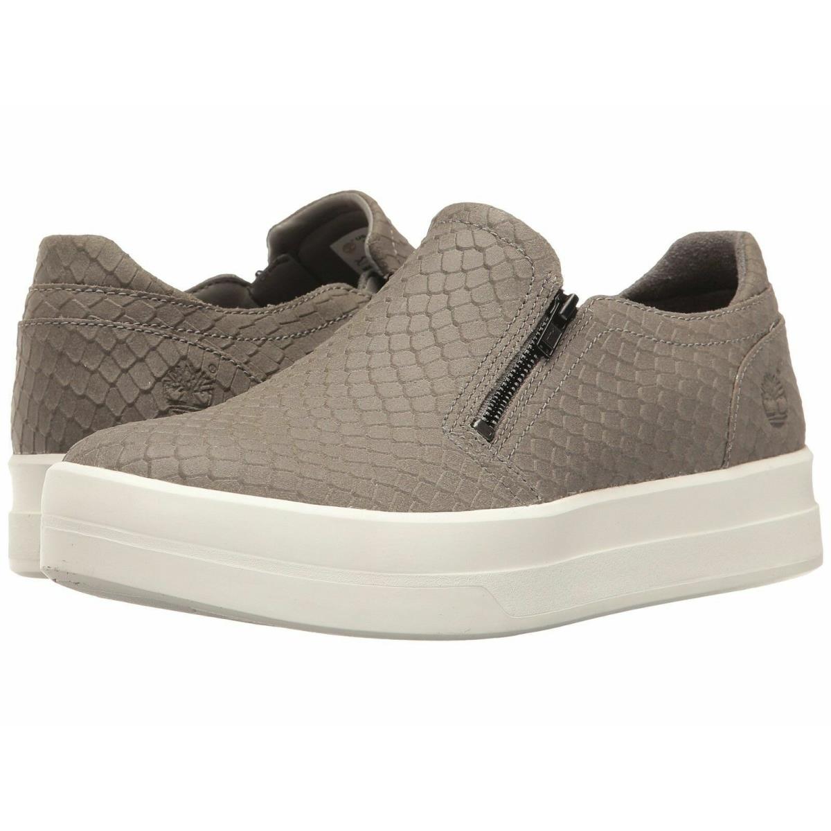 Women`s Timberland Mayliss Slip-on Shoes Grey Snake-embossed Suede A1FI7