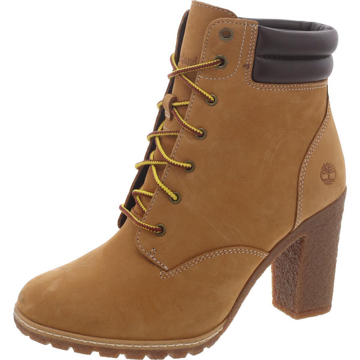 Timberland Womens Tan Leather Block Heel Booties Shoes 8 Medium B M Bhfo 4150