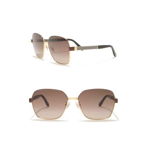 Jimmy Choo Sia Oversized Glitter Aviator Sunglasses Gold/brown Gradient