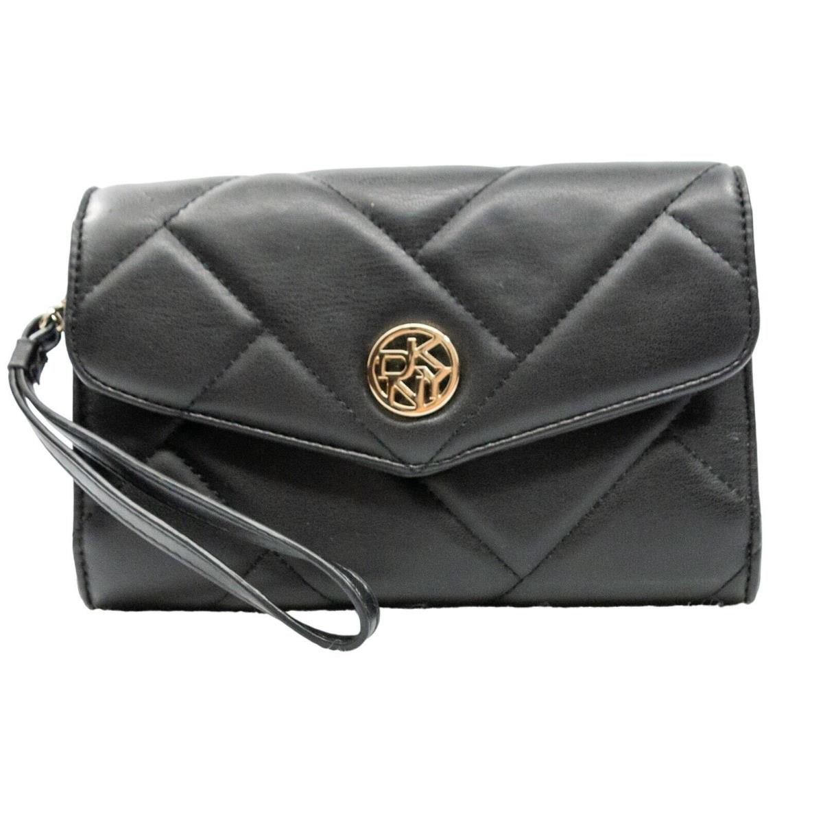 Women`s Large Clutch Dkny Black Quilted Wristlet